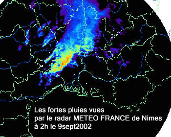 En rouge-orange les trés fortes pluies